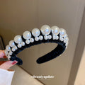 Pearl Like Padded Headband In Black Or White Velvet view 3