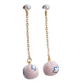 Fabric Wrapped Ball Stud Earrings in Ten Patterns and Lengths view 5