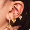 Crystal Angel Drop Hoop Earrings in Seven Gold Tone Styles view 1
