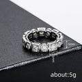 White Gold Tone Round Square Clear Stone Eternity Ring view 4