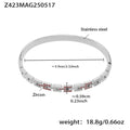 Stainless Steel Chain Link Hinge Bangle With Zircon Accents view 7