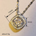 Silver Tone Cushion Halo Clear CZ Pendant Necklace view 4