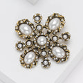Vintage Pearl Cross Flower Brooch in Gold or Silver Tone view 4