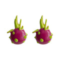 Magenta Dragon Fruit Enamel Stud Earrings Lime Green Spikes view 4