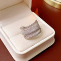 Silver Baguette Cubic Zirconia Multi-Row Open Ring view 6