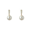 Silver Tone Clear Baguette Bar And Large White Pearl Drop Earrings view 5