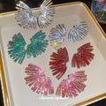 Radiating Crystal Fan Stud Earrings in Silver or Gold Tone view 4