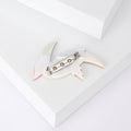 Red Crested Bird Enamel Metal Brooch with Layered Wings view 4