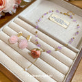 Pink Rose Butterfly Stud Earrings Coral Bead Rose Necklace Two Styles view 4