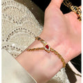 Gold Tone Red Crystal Chain Bracelet Statement Jewelry Design view 3