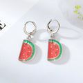 Silver Tone Colorful Acrylic Food and Animal Huggie Earrings view 6