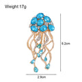Aqua Gold Tone Flower Two Designs Metal Brooch Pin view 2