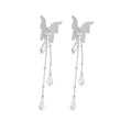 Crystal Butterfly Ear Clips And Rhinestone Tassel Necklace view 5