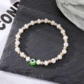 Gold Tone White Bead Colorful Evil Eye Stretch Bracelets view 10