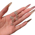 Silver Tone Open Flower Clip On Drop Earrings Fashion Jewelry view 5