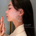 Oversized Crystal Heart Outline Hoop Earrings Fashion Jewelry Accessories view 2