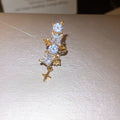 Crystal Star Dangle Single Ear Clips with Polished Metal Tone Details view 6