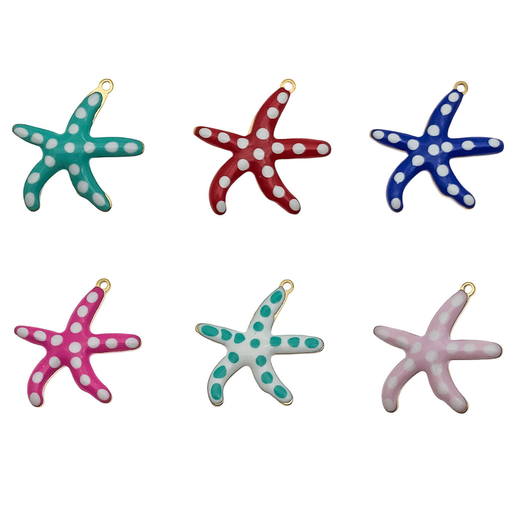Gold Stainless Steel Polka Dot Starfish Charm Pendant for DIY Necklace Earring Jewelry