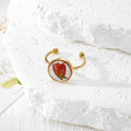 Gold Open Rings Dried Flower Cabochon Nine Floral Styles view 5