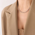 Textured Oval Link Chain Necklace Bracelet Gold Steel Tone Set view 9