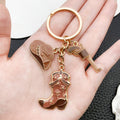 Brown-Led Western Cowboy Hat Boot and Pistol Keychain Pair view 2