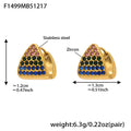 Triangle Pave Zircon Huggie Hoop Earrings Multicolor Gold Steel view 9