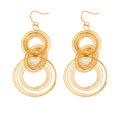 Gold Multilayer Concentric Wire Circle Drop Hook Earrings view 5