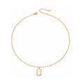White Seashell Rectangle Pendant Necklace in Two Metal Tones view 5
