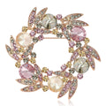 Leaf Wreath Crystal Brooch Pin in Purple or Green Decorative Jewelry view 2
