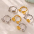 Double Round Disc Open Rings Stainless Steel Gold Steel Tone view 4