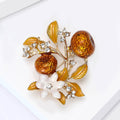 Amber Crystal Fruit Branch Brooch with White Blossoms view 3
