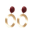 Gold Brushed Oval Drop Earrings with Round Studs Jewelry Accessory view 5