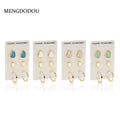 Blue Pink and Green Three Pair Mixed Earring Card Sets view 1