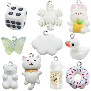 White Bear Glossy Charms with 11 Listed Options for DIY Jewelry Making