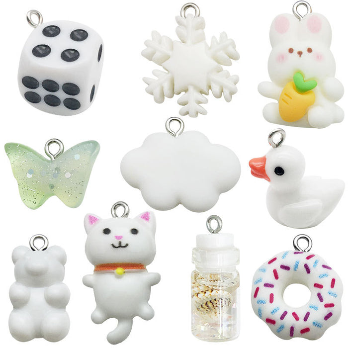 White Bear Glossy Charms with 11 Listed Options for DIY Jewelry Making