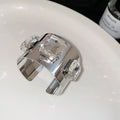 Silver Wide Open Cuff Bracelets Three Square Crystals Five Colors view 6