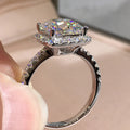 Silver Princess-Cut Clear CZ Halo Ring Pavé Shank Band view 4