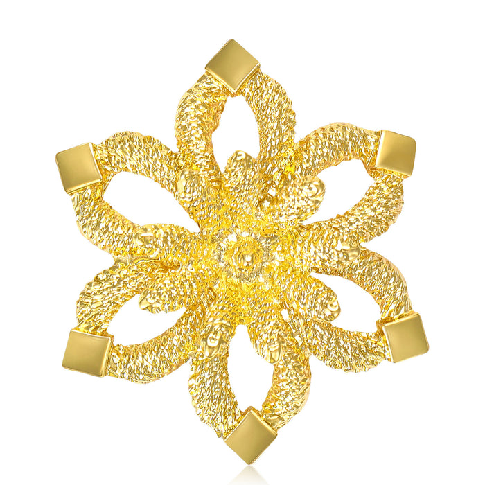 Double Layer Open Flower Brooch in Gold or Silver Tone