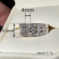 Silver Three Row Geometric Band Ring Square Clear CZ view 4