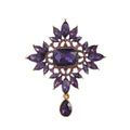 Green Flower Crystal Three Designs Metal Brooch Pin view 7