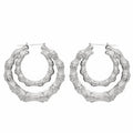 Textured Double Hoop Earrings in Silver and Gold Tones view 3