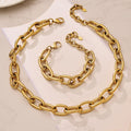 Oversized Oval Link Chain Necklace and Bracelet Collection view 3