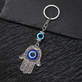 Silver Tone Hamsa Heart and Evil Eye Split Ring Keychains view 7