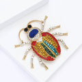 Multicolor Crystal Beetle Brooch With Striped Wing Case view 4