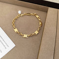 Hex CZ Chain Pearl Link Wavy Open Cuff Bracelets 4 Styles view 8
