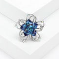 Hollow Crystal Flower Brooch Purple Gold and Blue Silver view 4