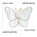Shell Effect Butterfly Brooch With Pearl Center in Five Colors view 9