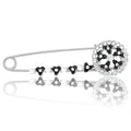 Floral Safety Pin Brooch In 2 Styles With Polished Metal And Decorative Details view 2