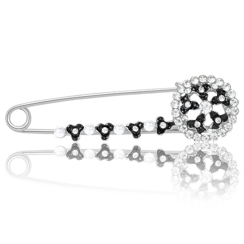 Floral Safety Pin Brooch angled product view