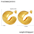 Large Polished C-Shape Chunky Hoop Earrings Metal Pair view 7